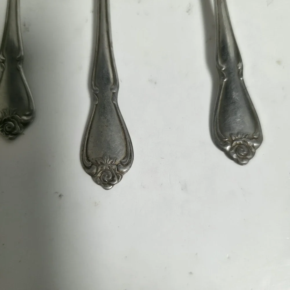 1881 Rogers Oneida ARBOR ROSE True Rose Stainless Flatware Lot of 4 Spoons Fork